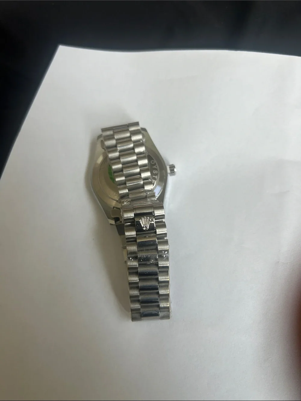 Rolex Black Dial Stainless Steel Watch with Diamond Hour Markers